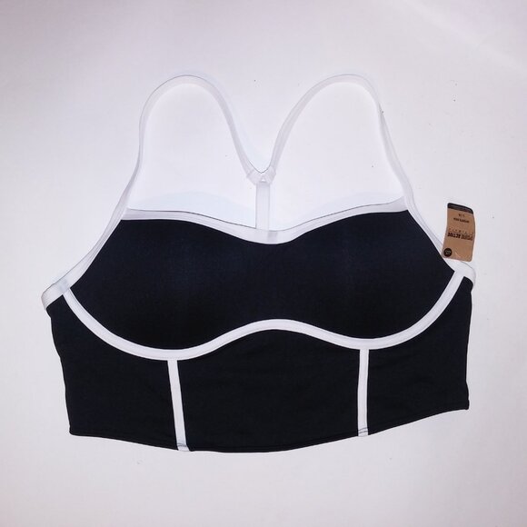 Victoria Secret PINK Sports Bra Push Up Ultimate Black White Long Line Padded Ra - Picture 3 of 10